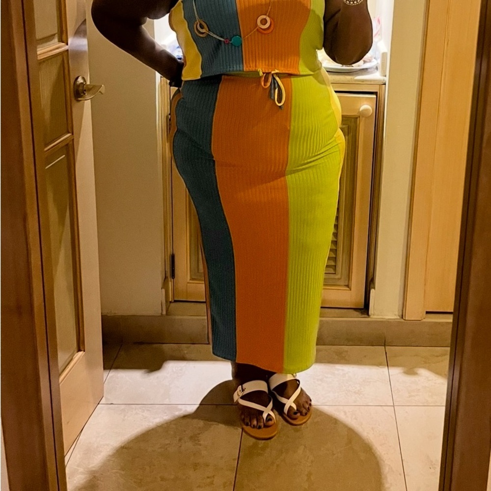 Vibrant Colorblock Skirt Set